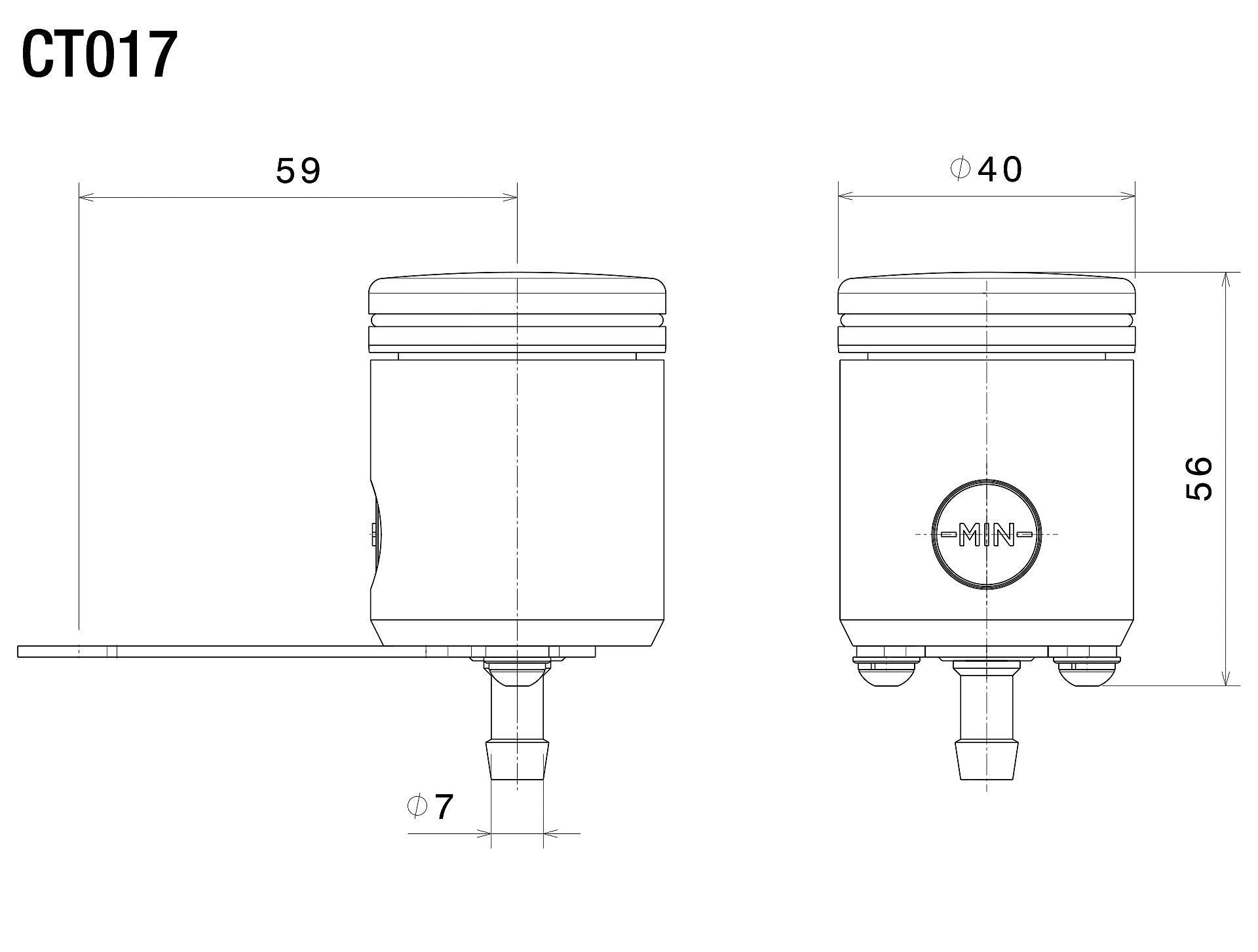 Rizoma Piston Brake/Clutch Fluid Reservoir 26ml For Aprilia/BMW/Ducati/Kawasaki/KTM/Triumph - Black