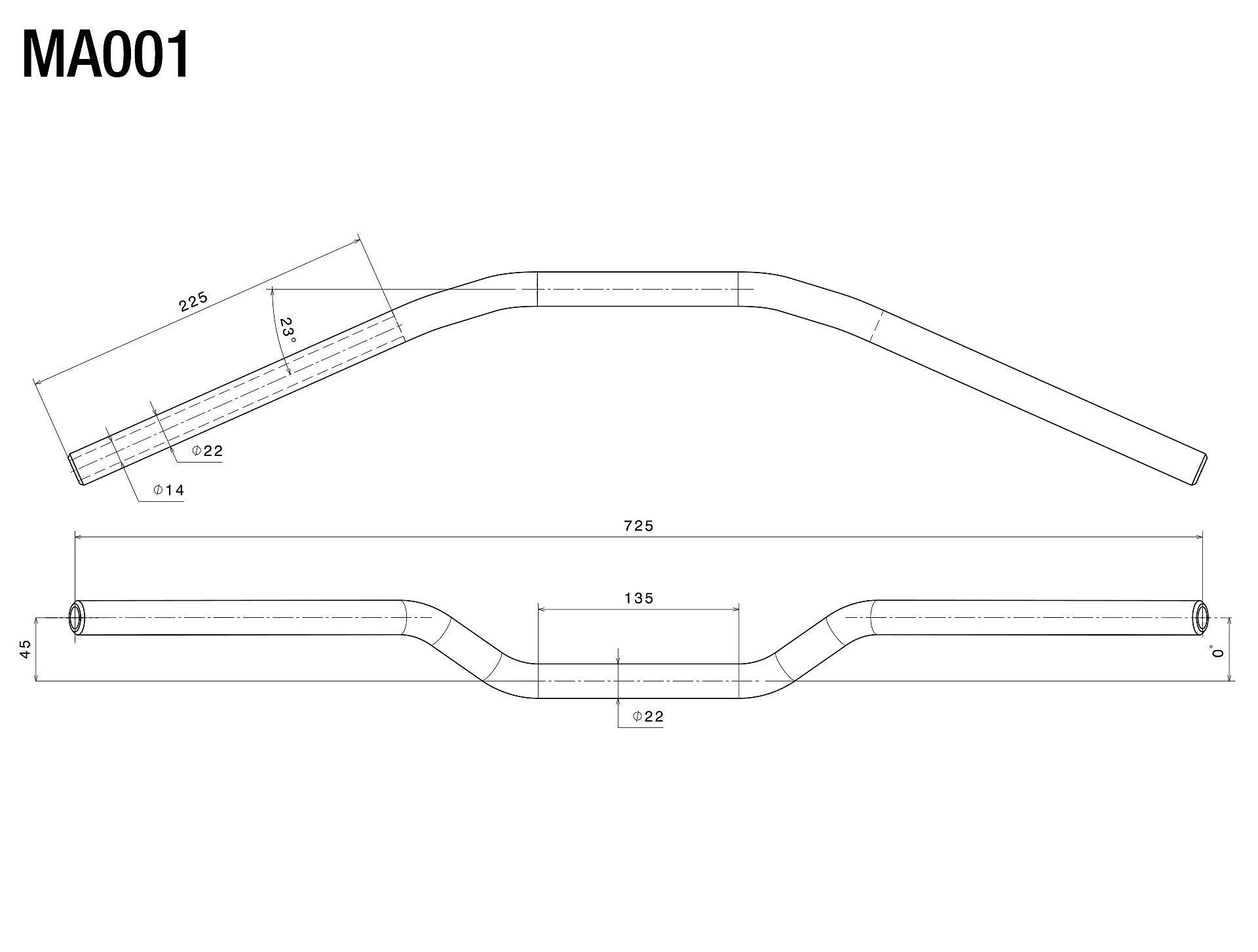 Rizoma 22mm Aluminum Handlebar MA001R - Red