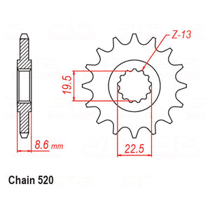 Front Sprocket With Rubber Cush SUZUKI 14T 520P