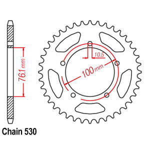 VORTEX Alloy Rear Sprocket 530 44T Black Marchesini BST*
