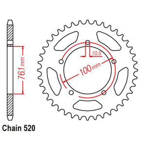 VORTEX Alloy Rear Sprocket 520-51T Marchesini/BST/OZ Black^