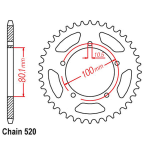 VORTEX Alloy Rear Sprocket 520-44T Marchesini/BST/OZ Black^