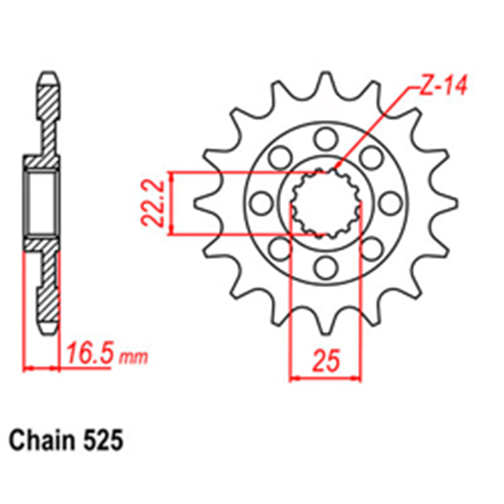 Front Sprocket With Rubber Cush DUCATI 14T 525P