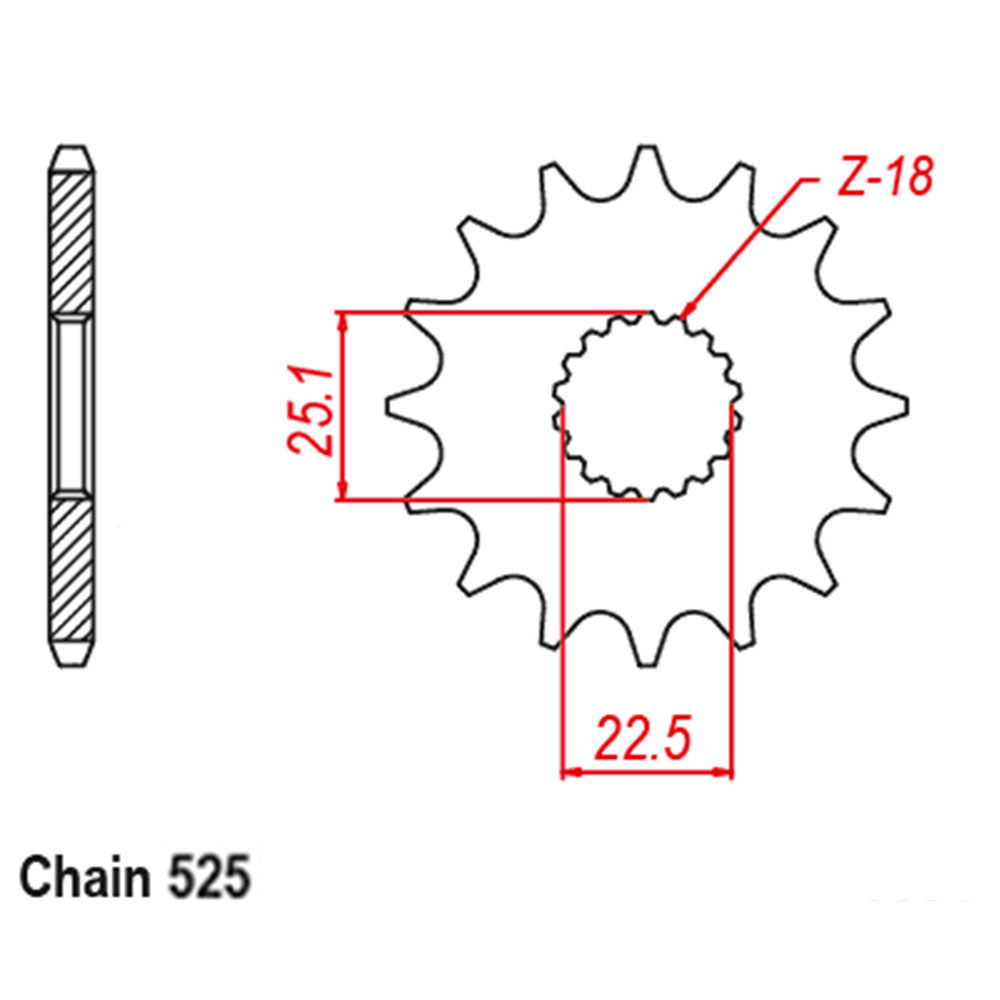 Front Sprocket With Rubber Cush 17T 525P