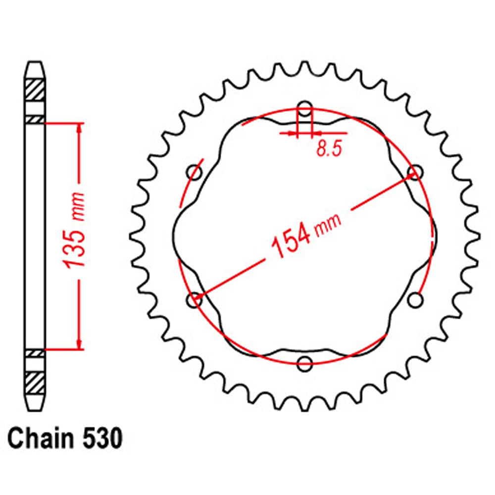 Rear Sprocket DUCATI 530 Adaptor Req