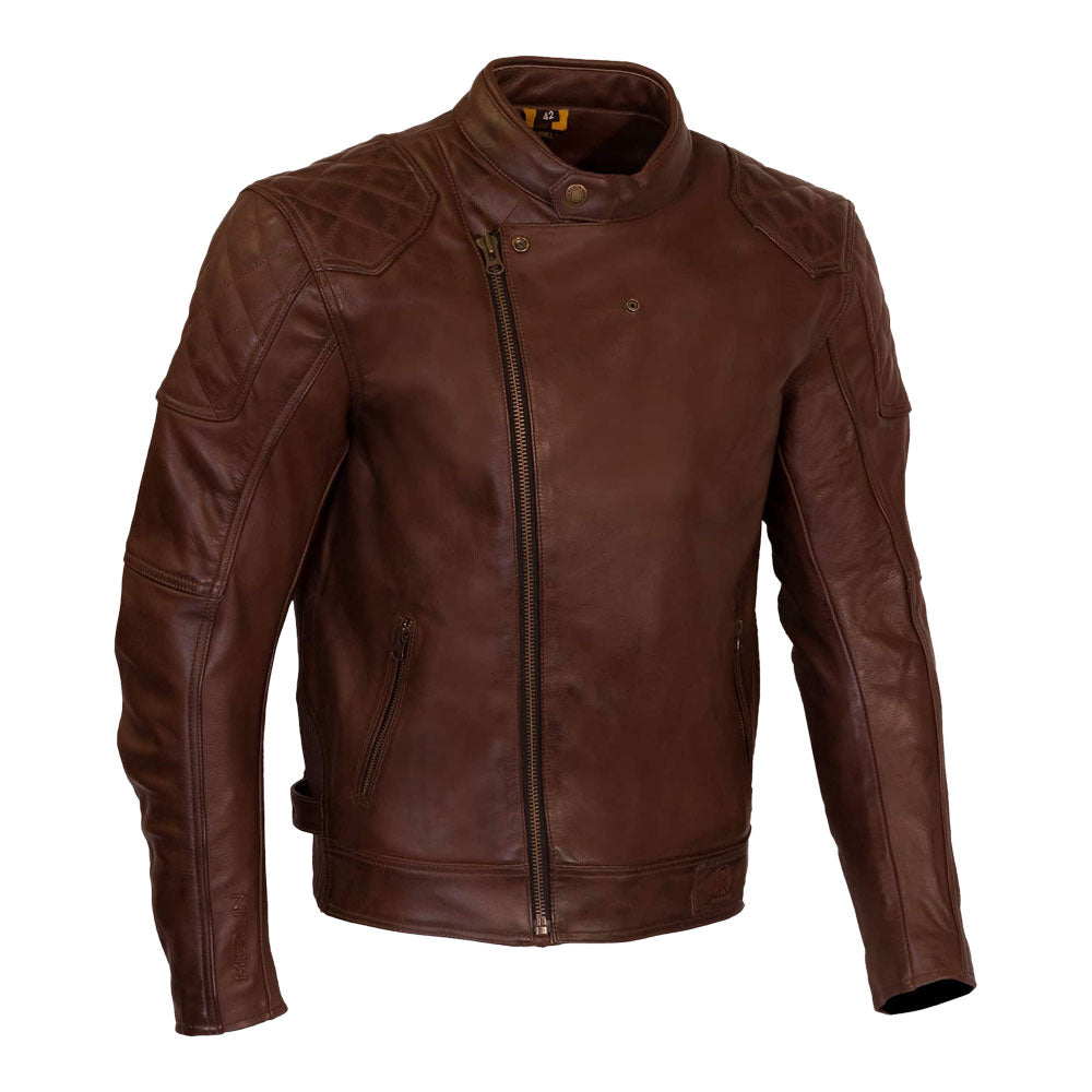 MERLIN Jacket Chester Caf‚ D3O Leather Brown 50 4XL