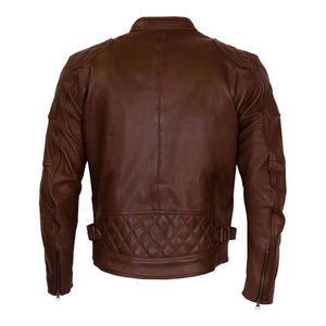 MERLIN Jacket Chester Caf‚ D3O Leather Brown 50 4XL