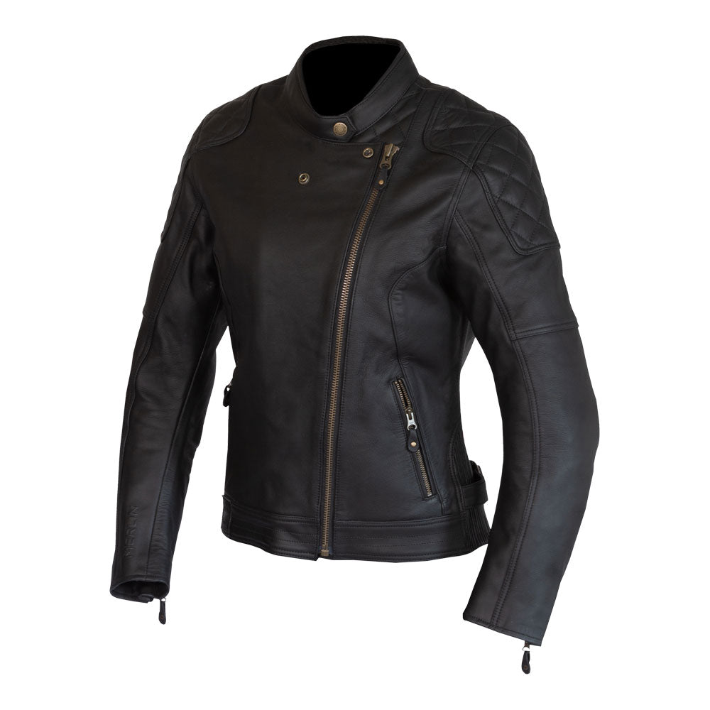 MERLIN Jacket Ladies Bristol Caf‚ D3O Leather Black 12 M