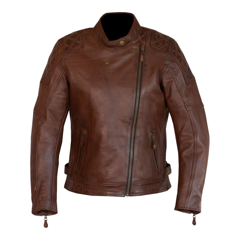 MERLIN Jacket Ladies Bristol Caf‚ D3O Leather Brown 10 S
