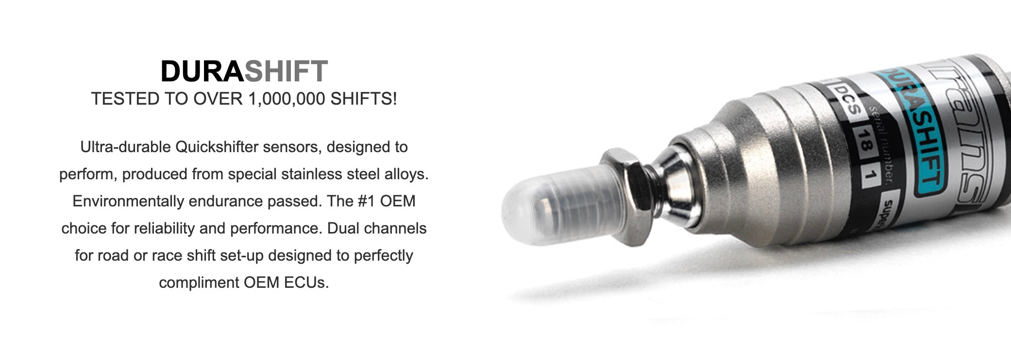 Ducati replacement Quickshifter DCS sensor for Multistrada 1260 V2 models 2018 to 2023 with standard road shift. Replaces Ducati OEM sensor with small 3 way white connector. (includes tie-rod kit)