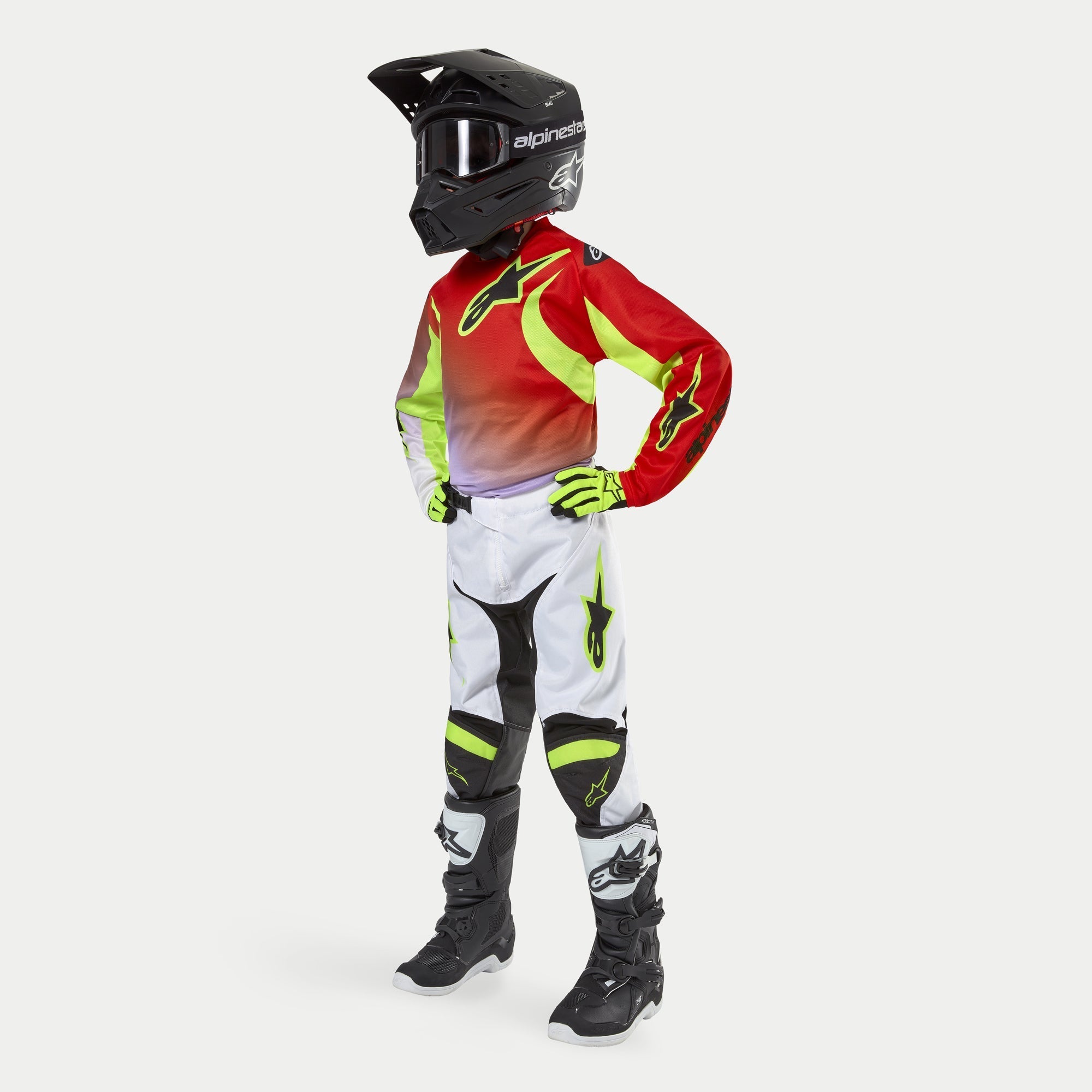 Alpinestars 2024 Youth Racer Lucent Pants - White Neon Red Fluro Yellow