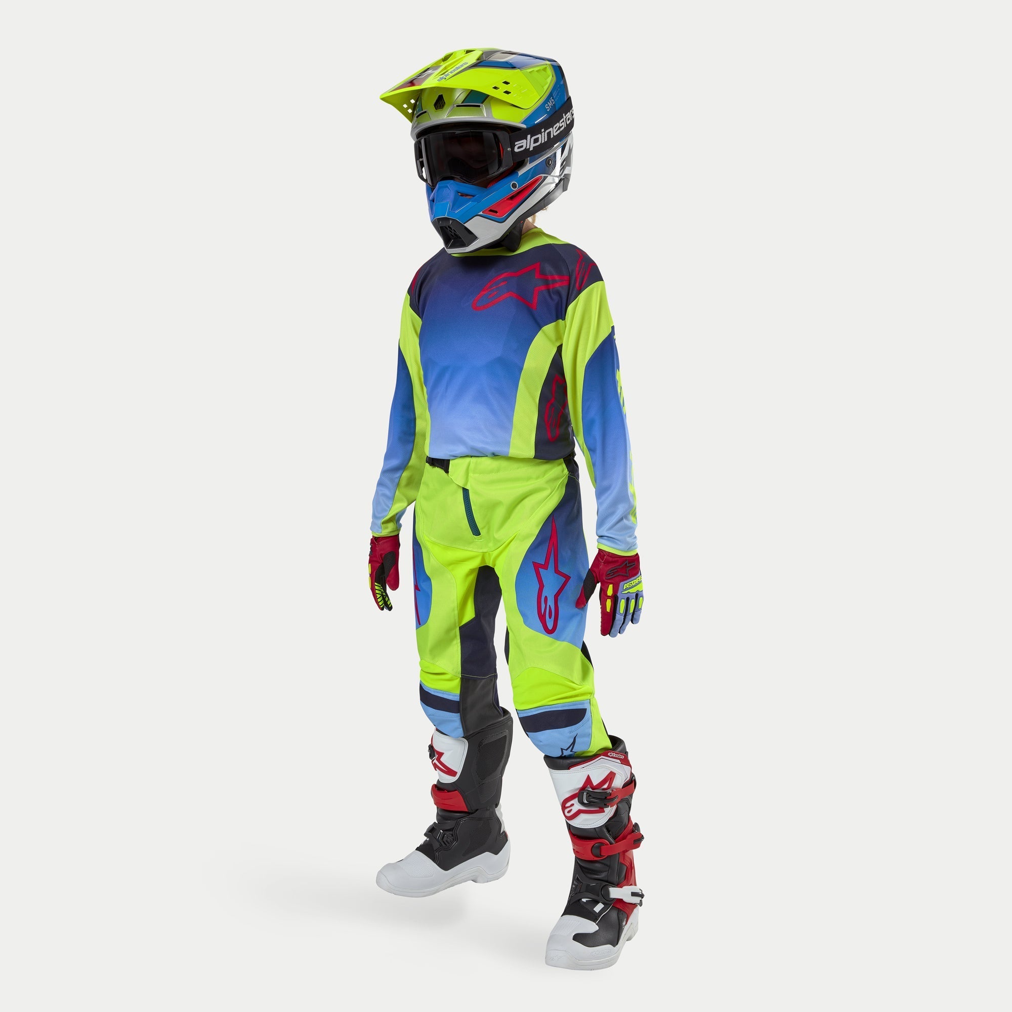 Alpinestars 2024 Youth Racer Hoen Pants - Fluro Yellow Blue Night Navy