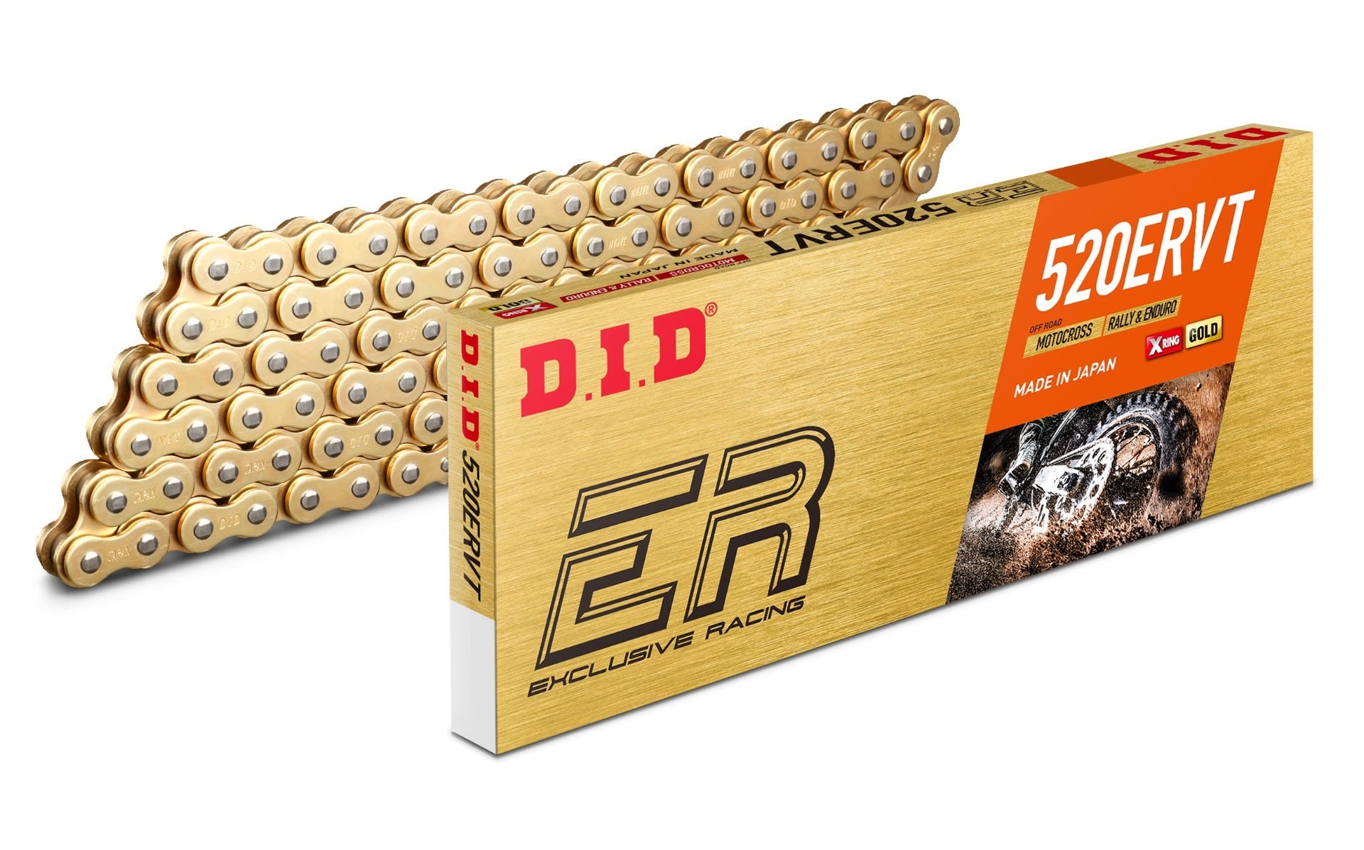 DID #520 ERVT Racing Chain X-Ring 120L FJ - Clip GOLD
