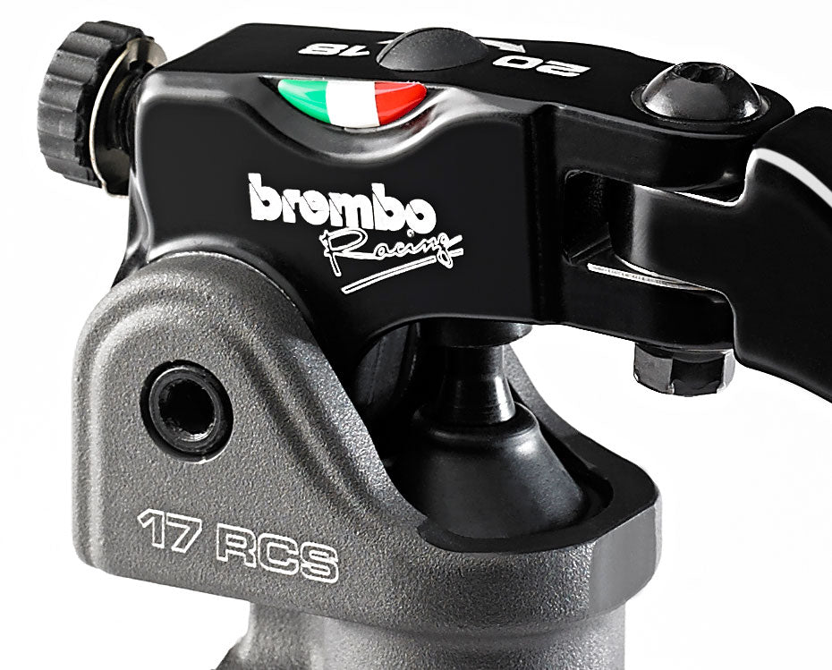 Brembo 17RCS Brake Master Cylinder (110A26340) and Smoke Reservoir Kit (110A26385-S).