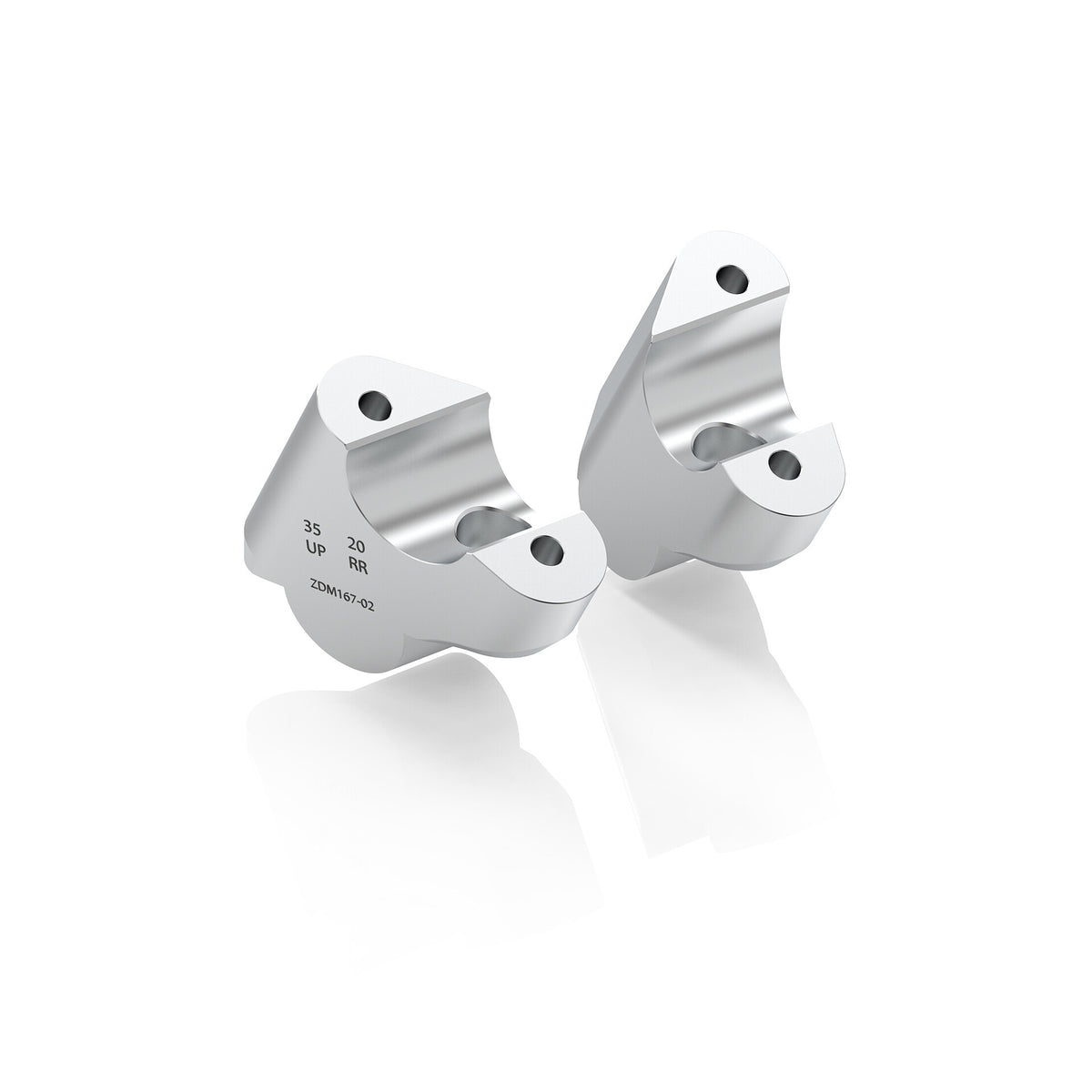 Rizoma Raised and swept-back risers — to raise up (+35 mm) and drawn back (-20 mm) the handlebar — ZDM167A