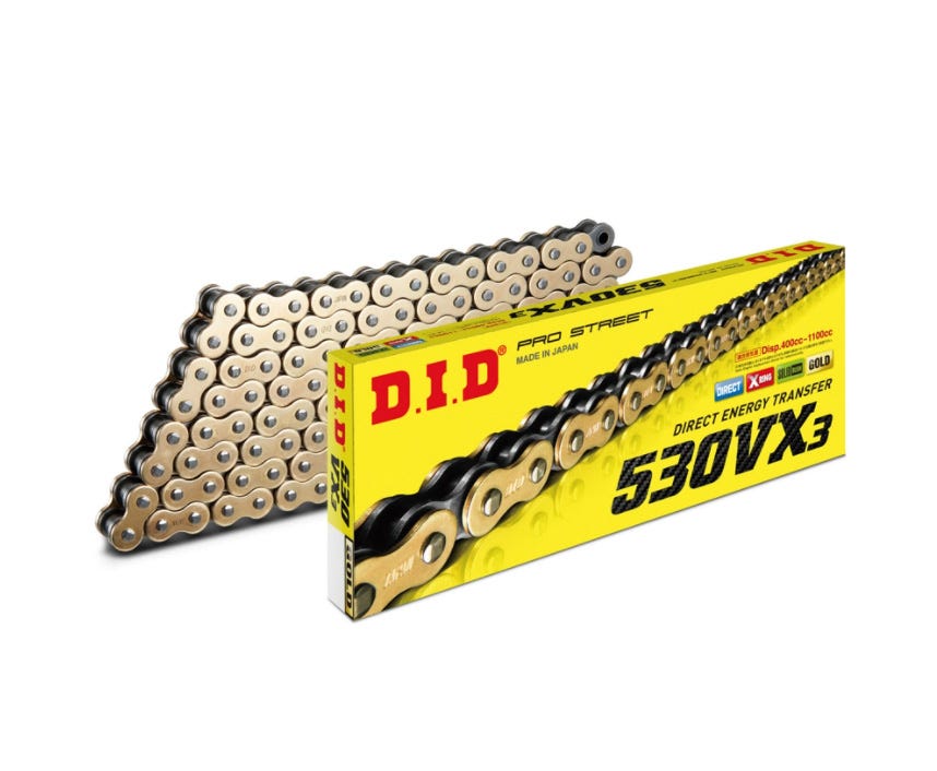 DID #530 VX3 Pro X-Ring 118L ZJ - Rivet GOLD