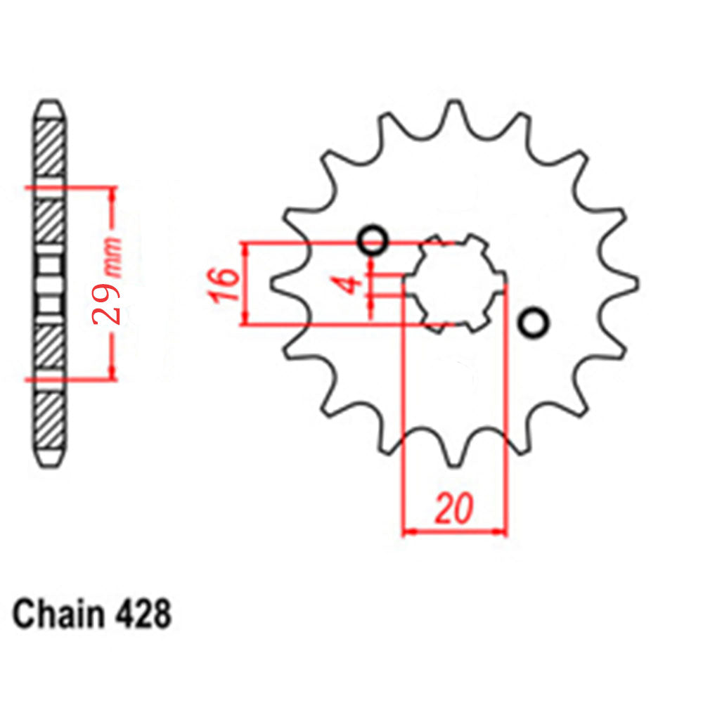 Front Sprocket YAM/SUZ/KAW/HON 428