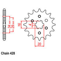 Front Sprocket YAM/SUZ/KAW/HON 428