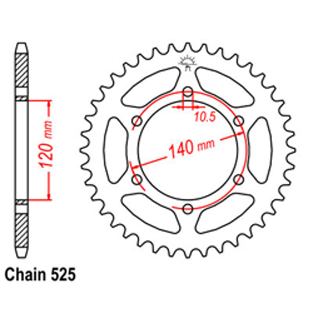 Rear Sprocket KAWASAKI SUZUKI 525