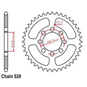 VORTEX Alloy Rear Sprocket 520-44T Silver^