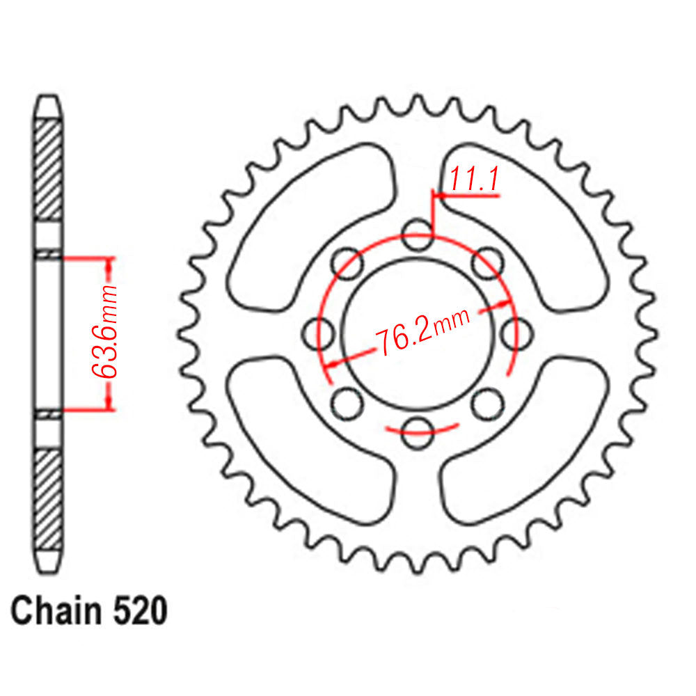 VORTEX Alloy Rear Sprocket 520-46T Silver^