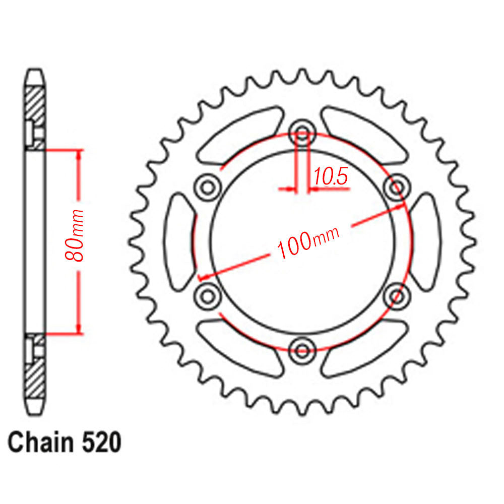 VORTEX Alloy Rear Sprocket 520-46 Marvic/Gale Speed Hardcoat