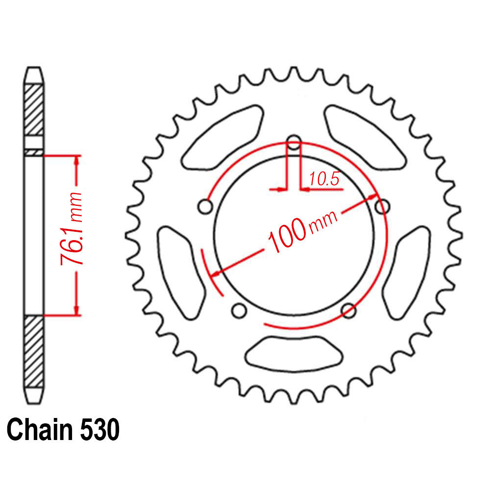 VORTEX Alloy Rear Sprocket 530 44T Black Marchesini BST*
