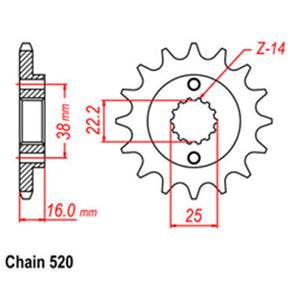 Front Sprocket With Rubber Cush 15T 520P