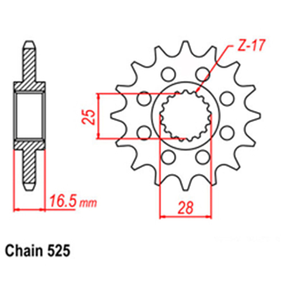Front Sprocket With Rubber Cush 16T 525P