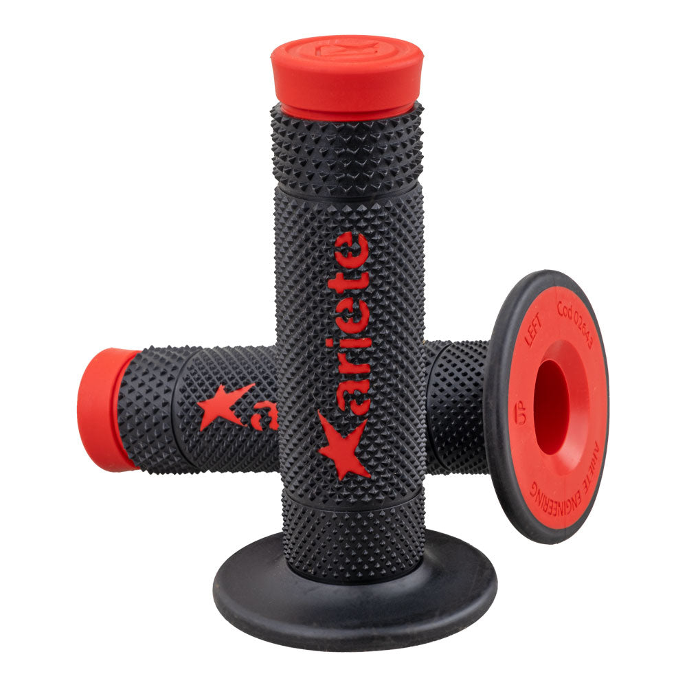 ARIETE MX Grips - Vulcan - Dual Compound - Black/Red