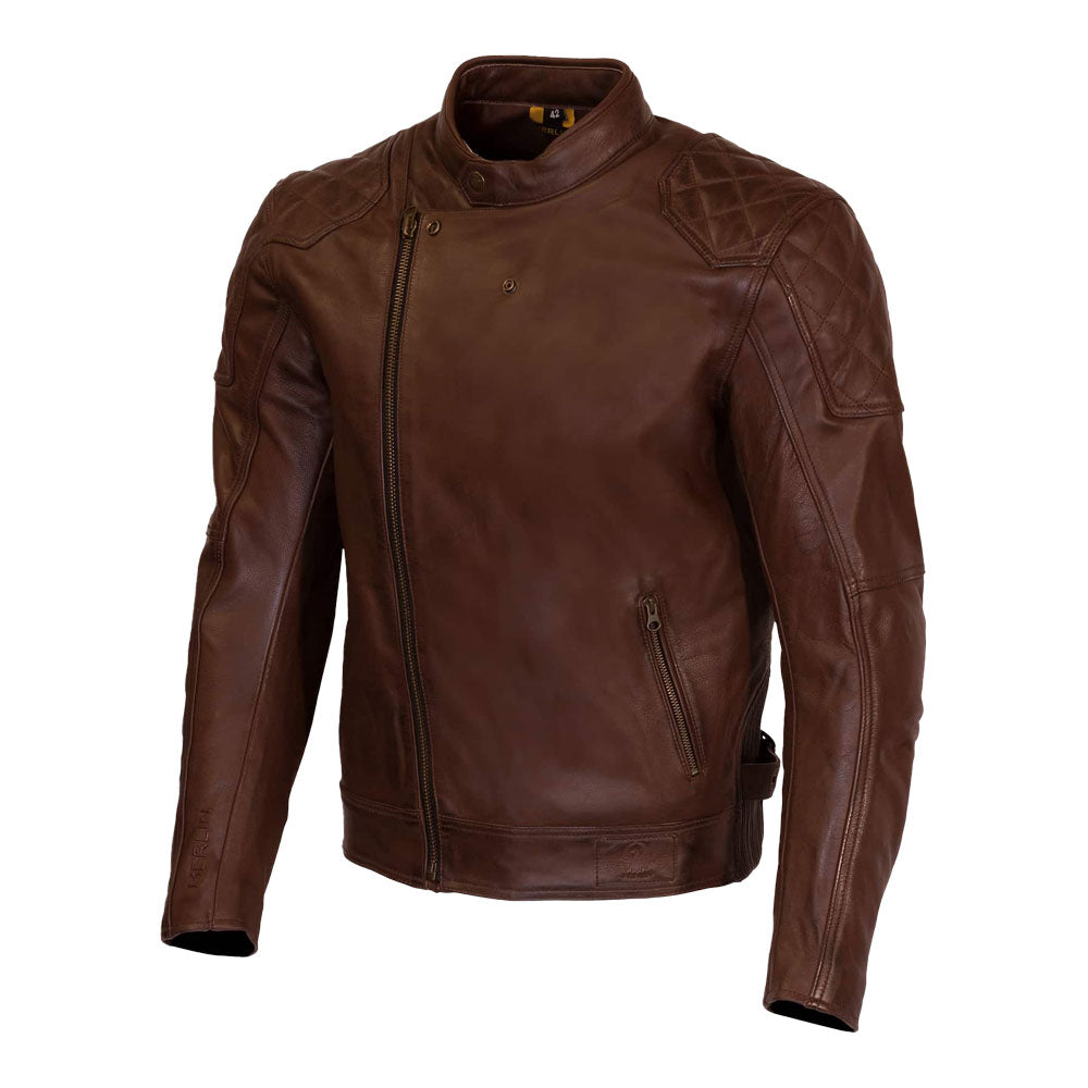 MERLIN Jacket Chester Caf‚ D3O Leather Brown 40 M