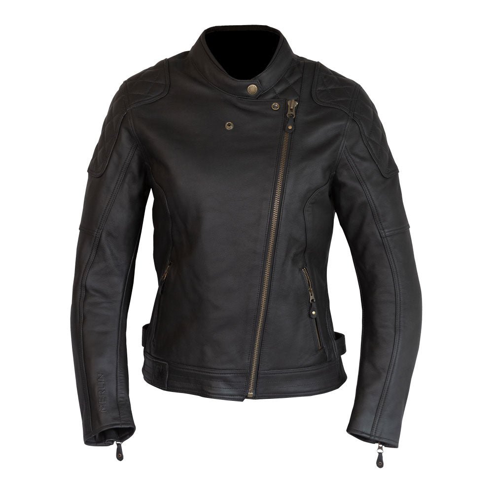 MERLIN Jacket Ladies Bristol Caf‚ D3O Leather Black 12 M