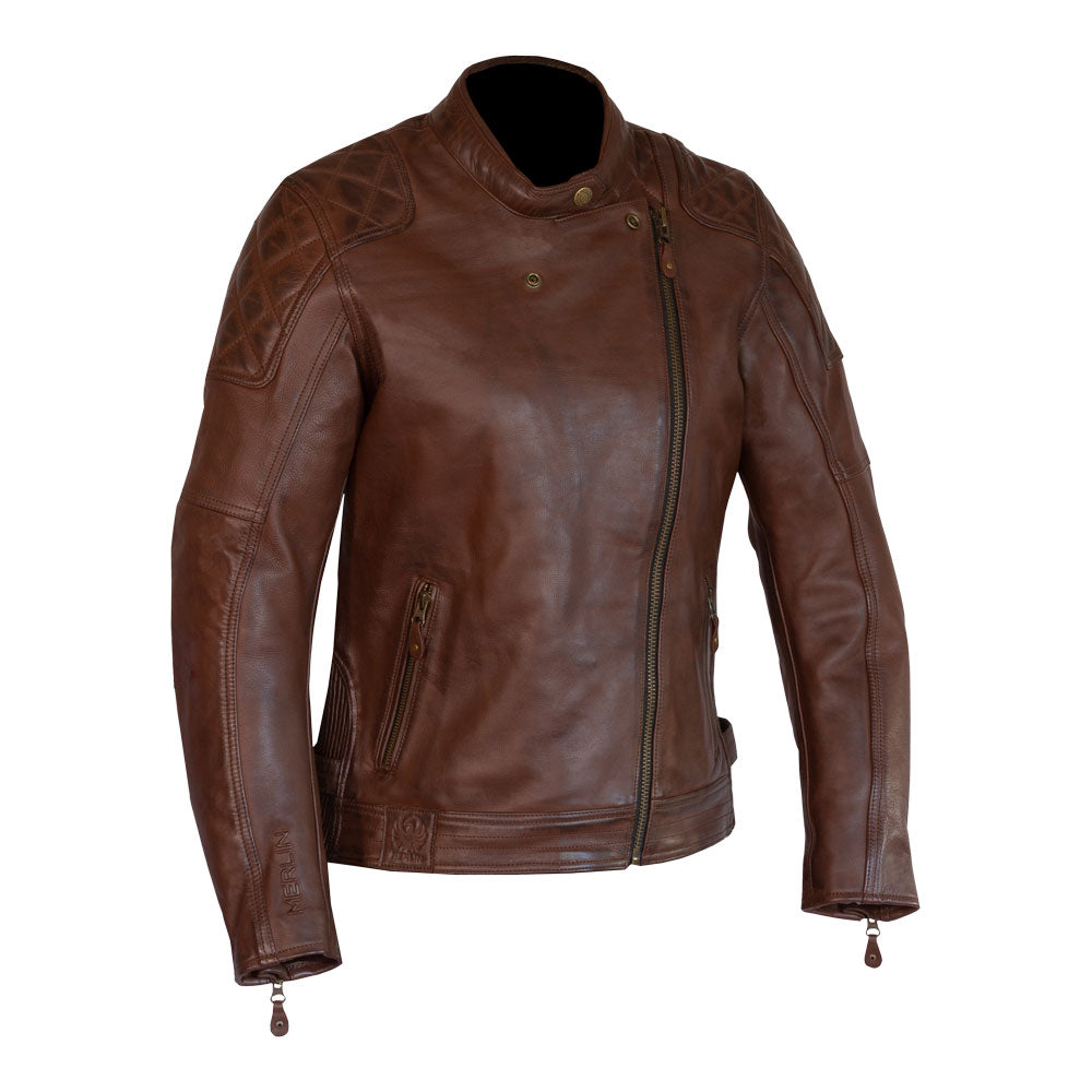 MERLIN Jacket Ladies Bristol Caf‚ D3O Leather Brown 10 S
