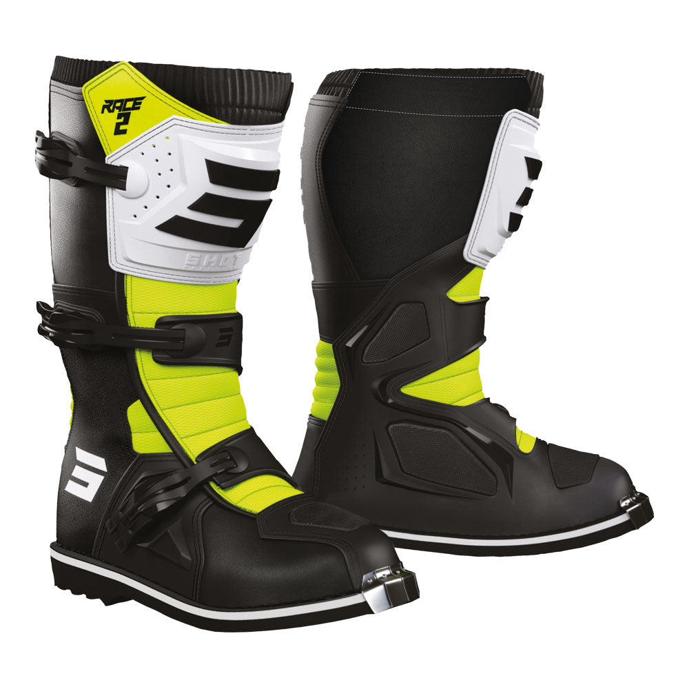 SHOT Kids Boots Race 2 Black/White/Neon Yellow 30/K12*