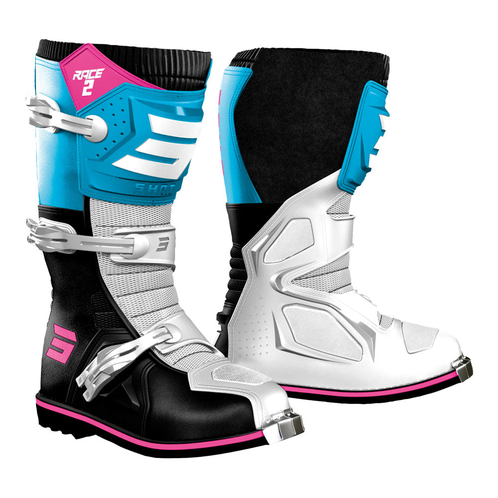 SHOT Kids Boots Race 2 White/Blue/Pink 30