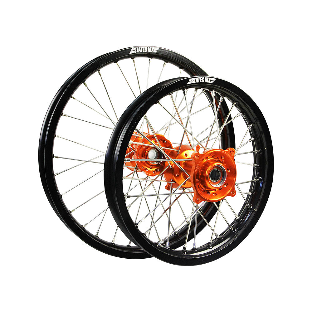 STATES MX Wheel Set 16/19 KTM 85SX BW Black/Orange/Silver