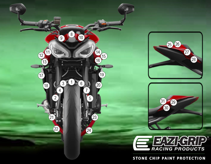 Eazi-Grip Paint Protection Film for Triumph Street Triple, gloss